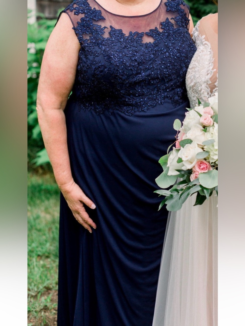Elegant Evening Dress with Sheer Embellished Bodice